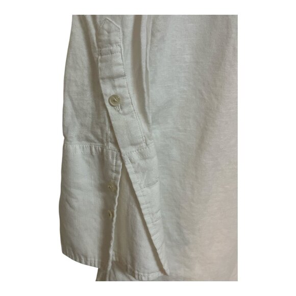 J.Crew Beachwear Linen Cotton Button Front Tunic Top L White Long Sleeve - Picture 2 of 7